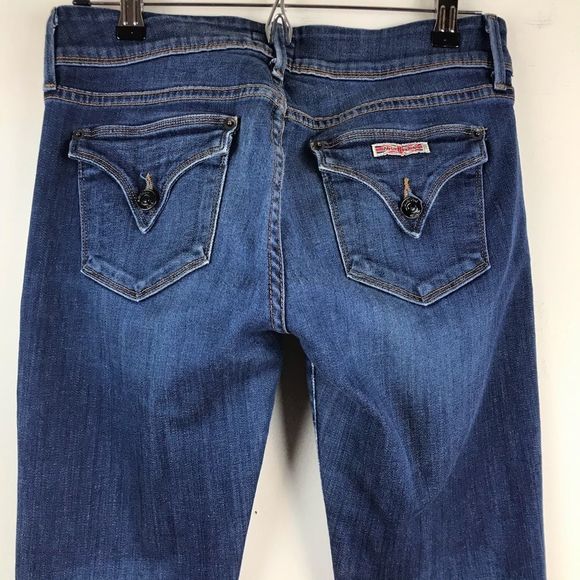 HUDSON Jeans Flap Pockets Straight Leg Dark Wash Size 27 Y2K Mid Low Rise - Picture 3 of 8